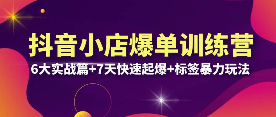 抖音小店爆单训练营VIP线下课：6大实战篇 7天快速起爆 标签暴力玩法(32节)-创想网