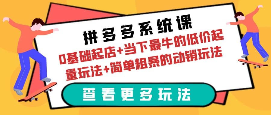 拼多多系统课：0基础起店 当下最牛的低价起量玩法 简单粗暴的动销玩法-创想网