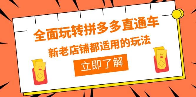 全面玩转拼多多直通车，新老店铺都适用的玩法（12节精华课）-创想网