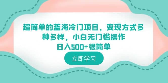 超简单的蓝海冷门项目，变现方式多种多样，小白无门槛操作日入500 很简单-创想网