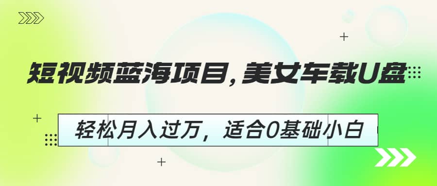 短视频蓝海项目，美女车载U盘，轻松月入过万，适合0基础小白-创想网