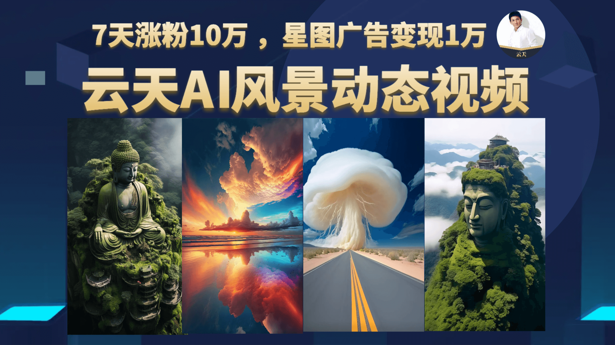 云天AI风景动图视频制作，7天涨粉10万 ，星图广告变现1万-创想网