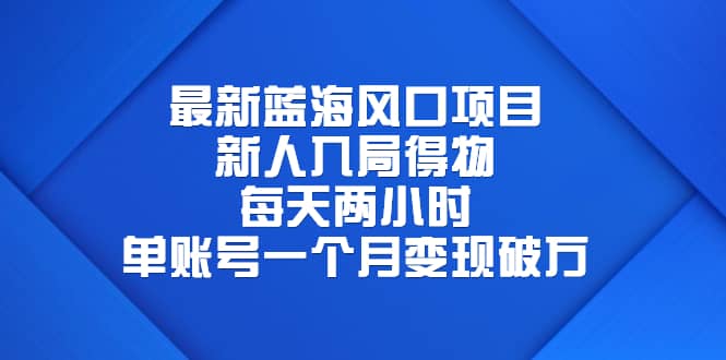 最新蓝海风口项目，新人入局得物，每天两小时，单账号一个月变现破万-创想网