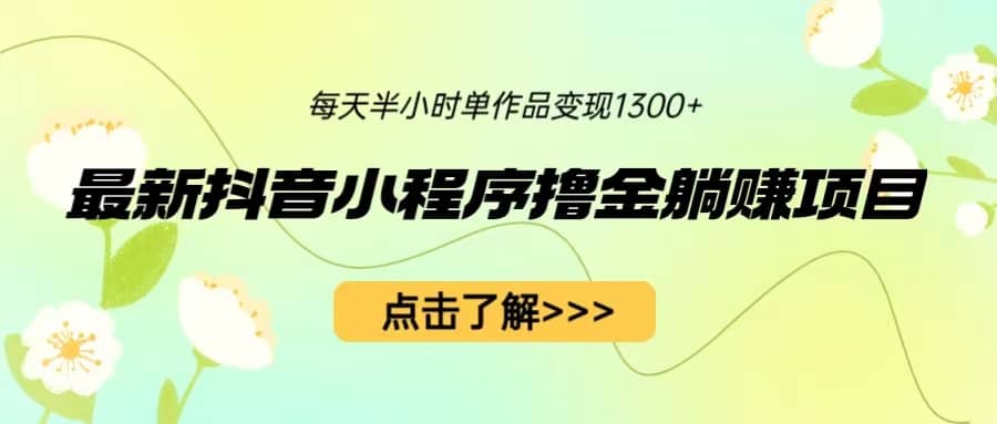 最新抖音小程序撸金躺赚项目，一部手机每天半小时，单个作品变现1300-创想网