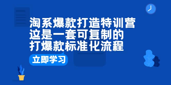 淘系爆款打造特训营：这是一套可复制的打爆款标准化流程-创想网