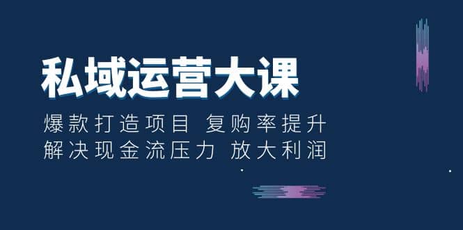 私域运营大课：爆款打造项目 复购率提升 解决现金流压力 放大利润-创想网