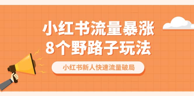 小红书流量-暴涨8个野路子玩法：小红书新人快速流量破局（8节课）-创想网