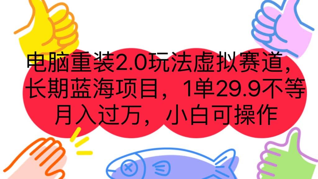 电脑重装2.0玩法虚拟赛道，长期蓝海项目 一单29.9不等 月入过万 小白可操作-创想网