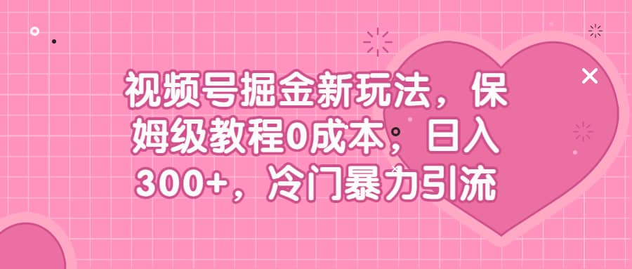 视频号掘金新玩法，保姆级教程0成本，日入300 ，冷门暴力引流-创想网