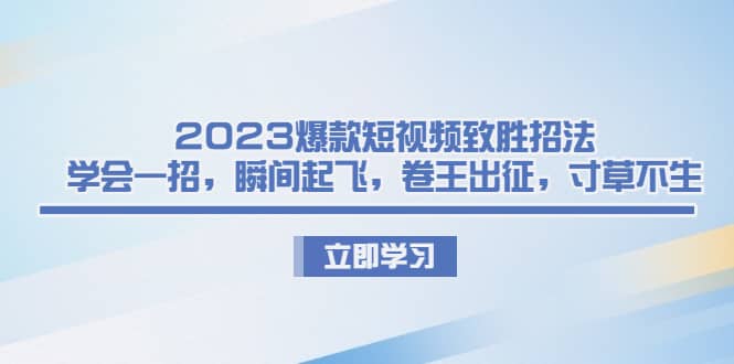 2023爆款短视频致胜招法，学会一招，瞬间起飞，卷王出征，寸草不生-创想网