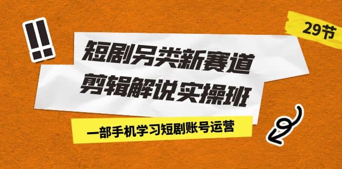 短剧另类新赛道剪辑解说实操班：一部手机学习短剧账号运营（29节 价值500）-创想网