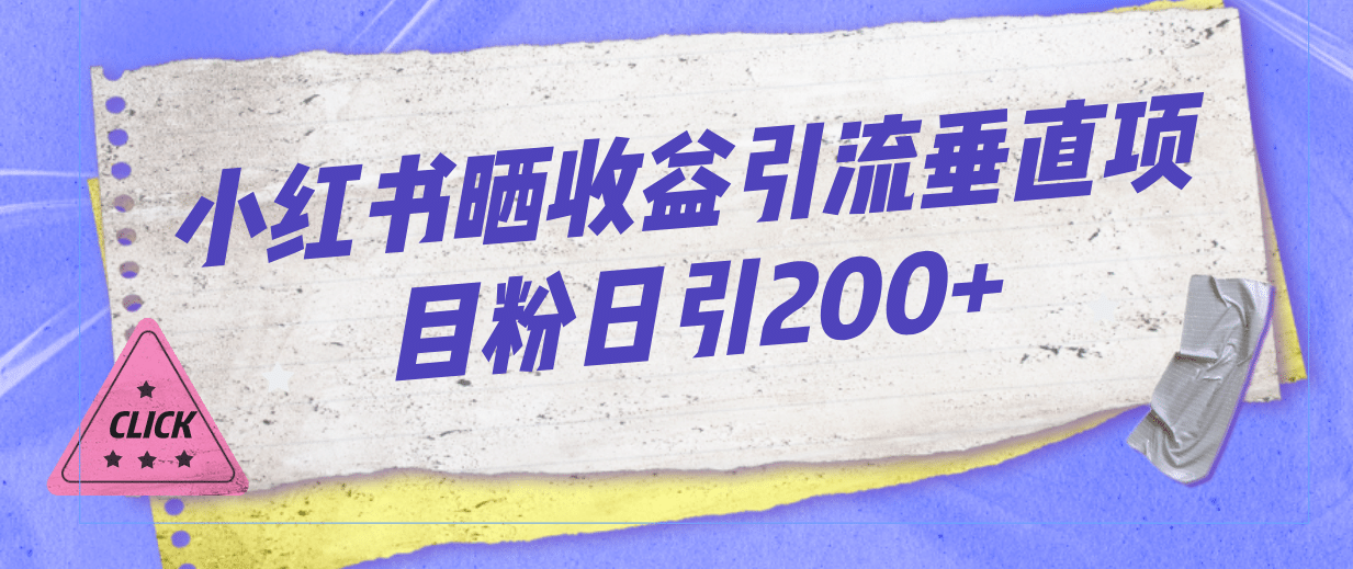 小红书晒收益图引流垂直项目粉日引200-创想网