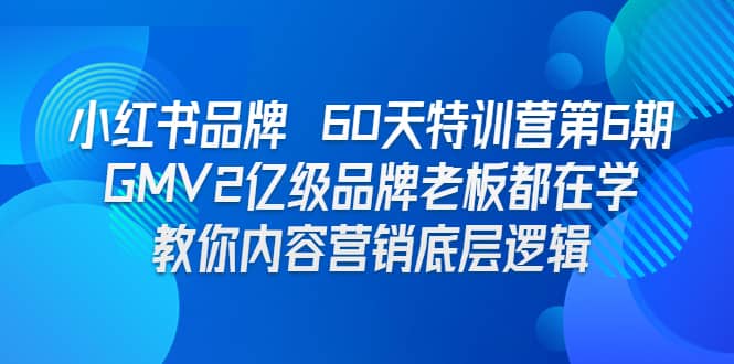 小红书品牌 60天特训营第6期 GMV2亿级品牌老板都在学 教你内容营销底层逻辑-创想网