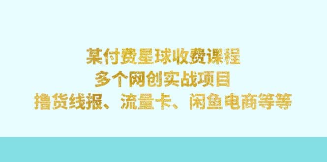 某付费星球课程：多个网创实战项目，撸货线报、流量卡、闲鱼电商等等-创想网