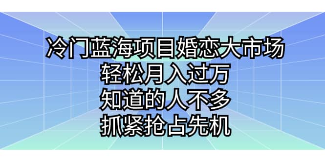 冷门蓝海项目婚恋大市场，轻松月入过万，知道的人不多，抓紧抢占先机-创想网