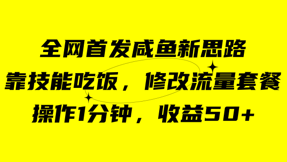 咸鱼冷门新玩法，靠“技能吃饭”，修改流量套餐，操作1分钟，收益50-创想网