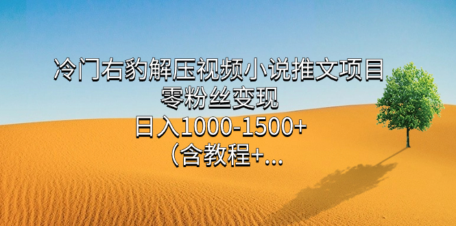 冷门右豹解压视频小说推文项目，零粉丝变现，日入1000-1500 （含教程）-创想网