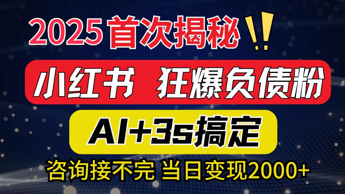 2025引流天花板：最新小红书狂暴负债粉思路，咨询接不断，当日入2000+-创想网