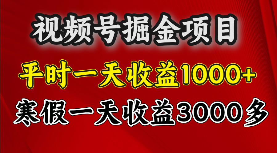 视频号掘金项目，寒假一天收益3000多-创想网