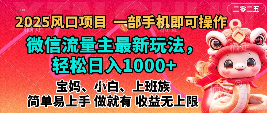 2025蓝海风口项目，微信流量主最新玩法，轻松日入1000+，简单易上手，做就有 收益无上限-创想网