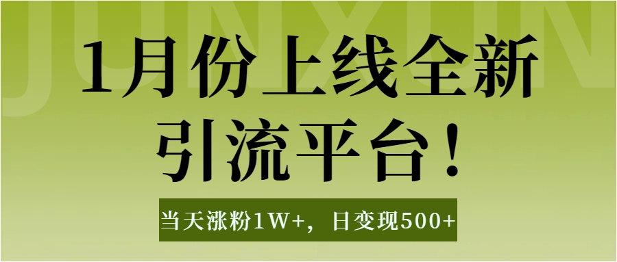 1月上线全新引流平台，当天涨粉1W+，日变现500+工具无脑涨粉，解放双手操作简单-创想网