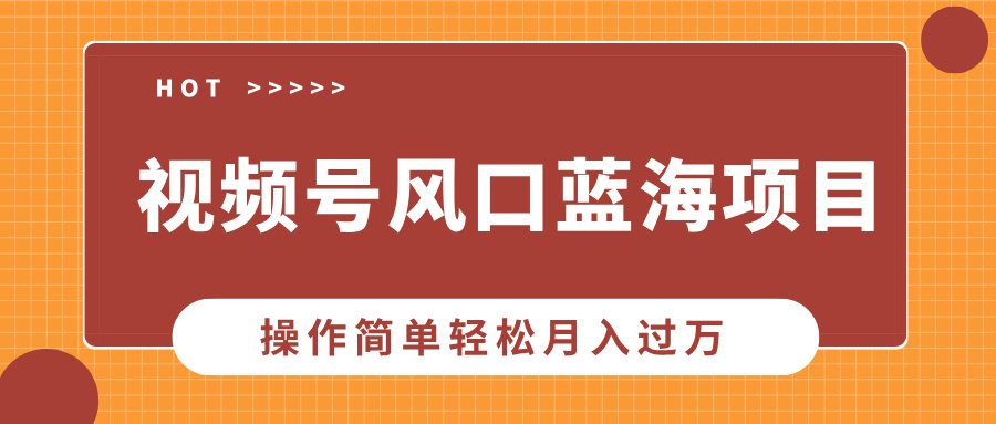 视频号风口蓝海项目，中老年人的流量密码，操作简单轻松月入过万-创想网