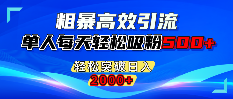 粗暴高效引流,单人每天轻松吸粉500+,轻松突破日入2000+-创想网