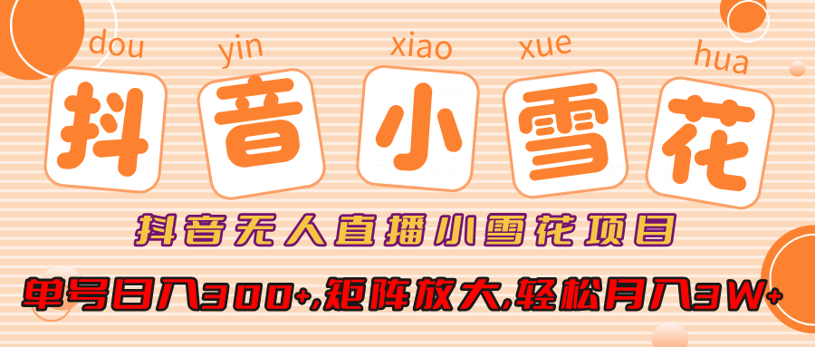 小雪花项目，抖音无人直播，单号日入300+,矩阵放大,轻松月入3W+-创想网