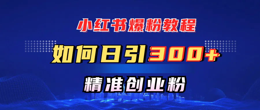 小红书爆粉教程，如何日引300+创业粉，快速实现精准变现！-创想网