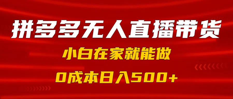 拼多多无人直播带货，小白在家就能做，0成本日入500+-创想网