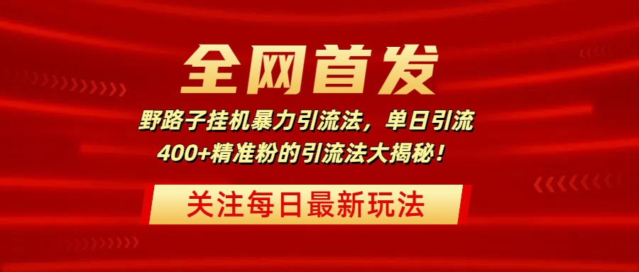 全网首发，野路子挂机暴力引流法，单日引流400+精准粉的引流法大揭秘！-创想网