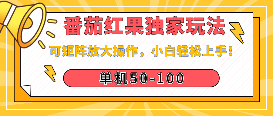 番茄红果独家玩法，单机50-100，可矩阵放大操作，小白轻松上手！-创想网