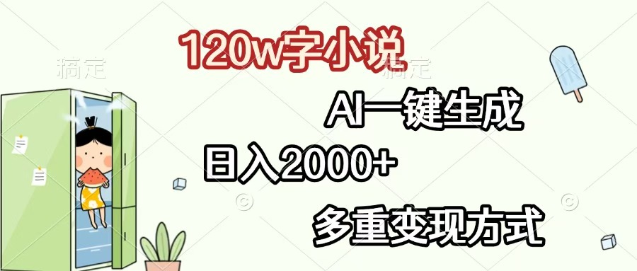 120w字小说，AI一键生成，日入2000+，多重变现方式-创想网