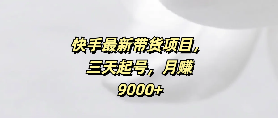 快手最新带货项目，三天起号，月赚9000+-创想网