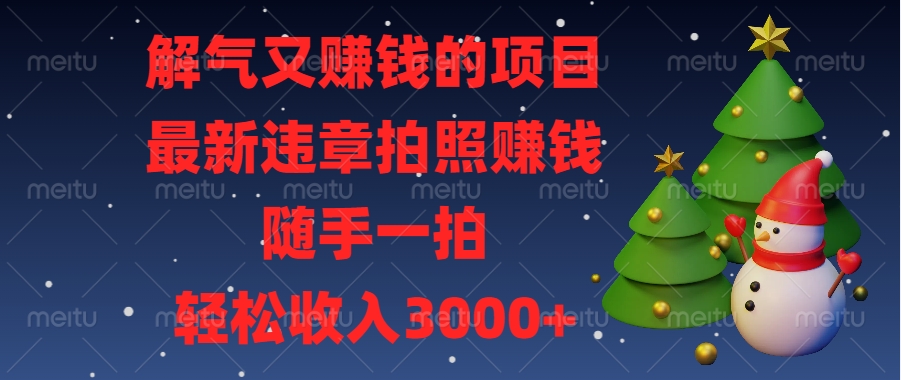解气又赚钱的项目，最新违章拍照赚钱，随手一拍，轻松收入3000+-创想网