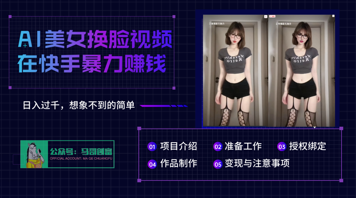 AI批量生成美女换脸视频，结合抖音快手暴利赚钱，通过此方法拉新日入过千-创想网