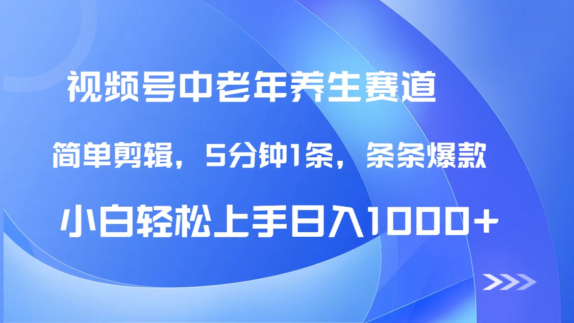 DeepSeek+既梦做视频号中老年养生赛道，条条爆款5分钟1条，轻松日入1000+-创想网