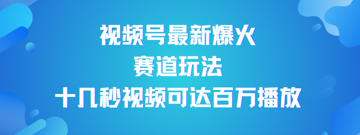 视频号最新爆火赛道玩法，流量巨大，视频制作简单，轻松月入数万-创想网