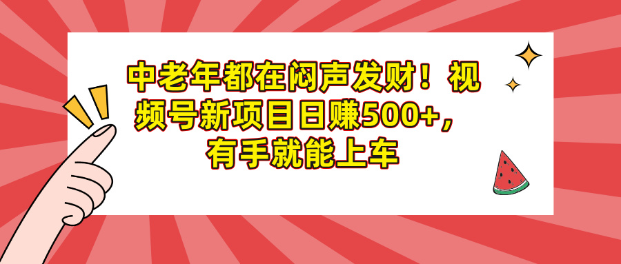 中老年都在闷声发财！视频号新项目日赚500+，有手就能上车-创想网