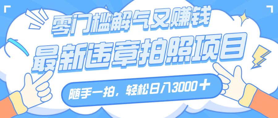 解气又赚钱的项目，随手一拍，轻松收入3000+，最新违章拍照赚钱-创想网