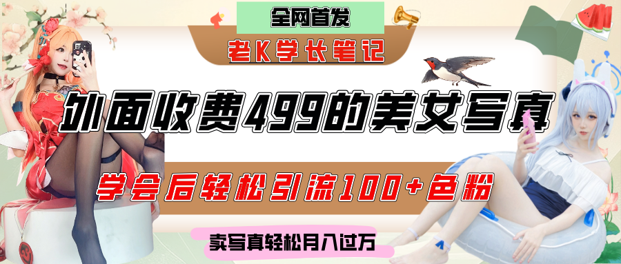 外面收费499的美女写真制作技术，学会后轻松引流色粉变现，日引100+色粉，轻松月入过万-创想网