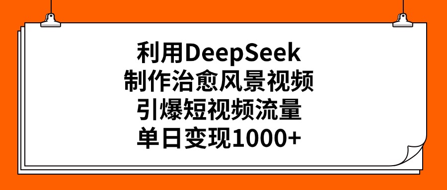 利用DeepSeek，制作治愈风景视频，引爆短视频流量，单日变现1000+-创想网