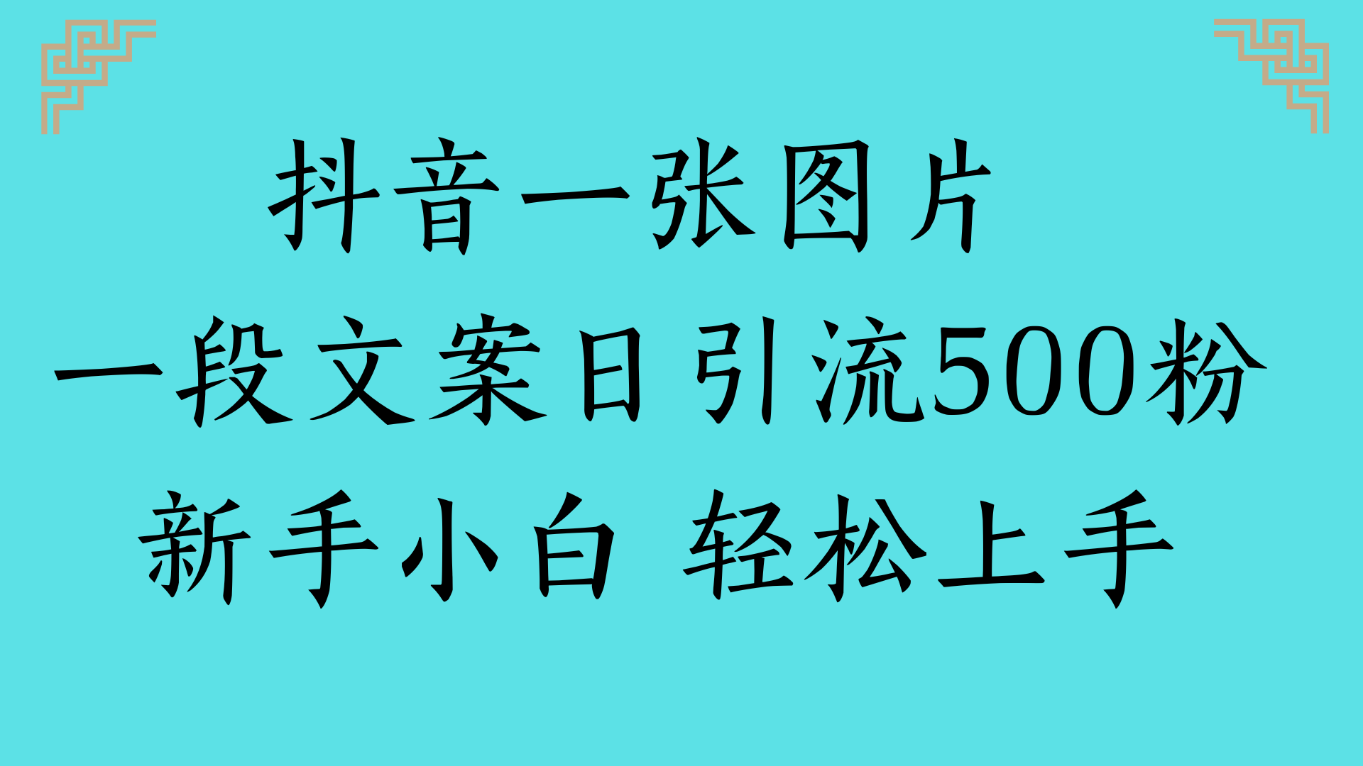 抖音一张图片 一段文案日引流500粉新手小白 轻松上手-创想网