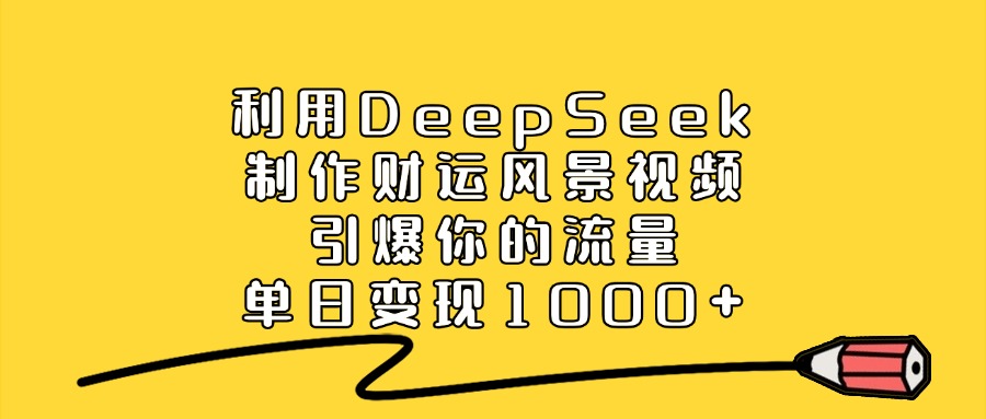 利用DeepSeek制作财运风景视频，单日变现1000+，引爆你的流量-创想网
