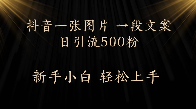 抖音一张图片，一段文案日引流500粉，新手小白 轻松上手-创想网