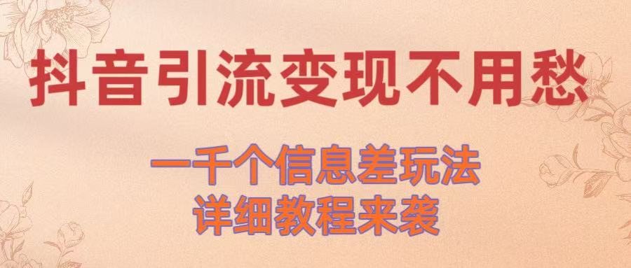 抖音引流变现不用愁！一千个信息差玩法详细教程来袭-创想网