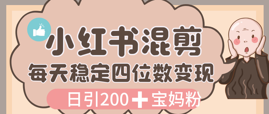 价值 3980 的小红书混剪， 虚拟变现，日引 200+宝妈创业粉，每天稳定四位数变现-创想网