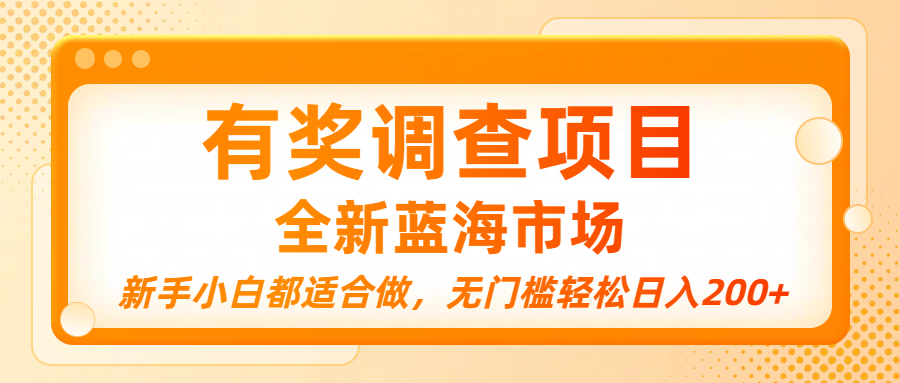 有奖调查项目，全新蓝海市场，新手小白都适合做，无门槛轻松日入200+-创想网