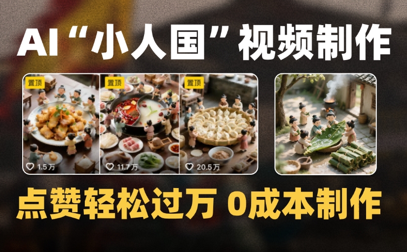 爆款1000W+微缩景观迷你小人国AI视频，0成本制作全流程教学-创想网