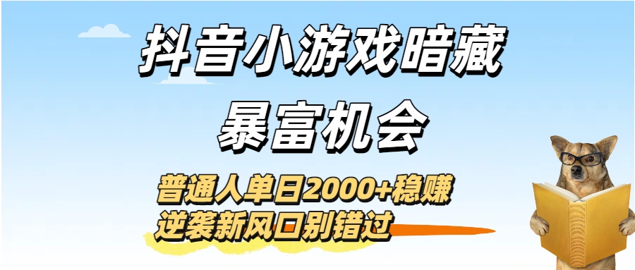 抖音小游戏暗藏暴富机会!普通人单日2000+稳赚,逆袭新风口别错过-创想网